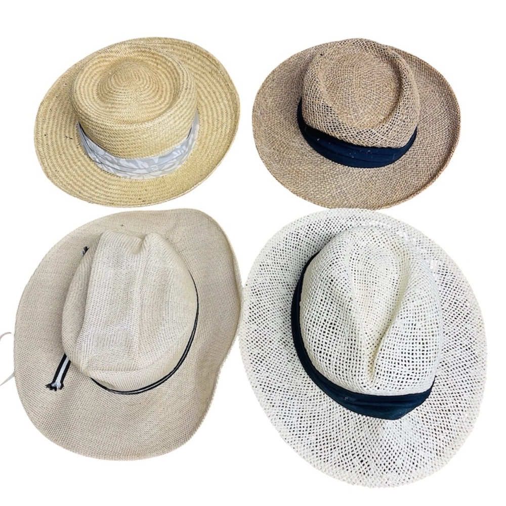 Lot of 4 Straw Woven Gambler Style Vintage Scala Austin Golf Dorman Pacific Golf